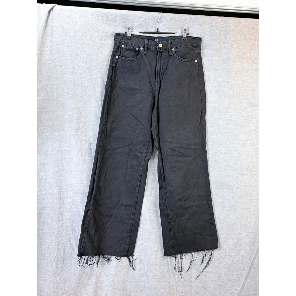 GAP Black Wide Leg Frayed Hem Jeans